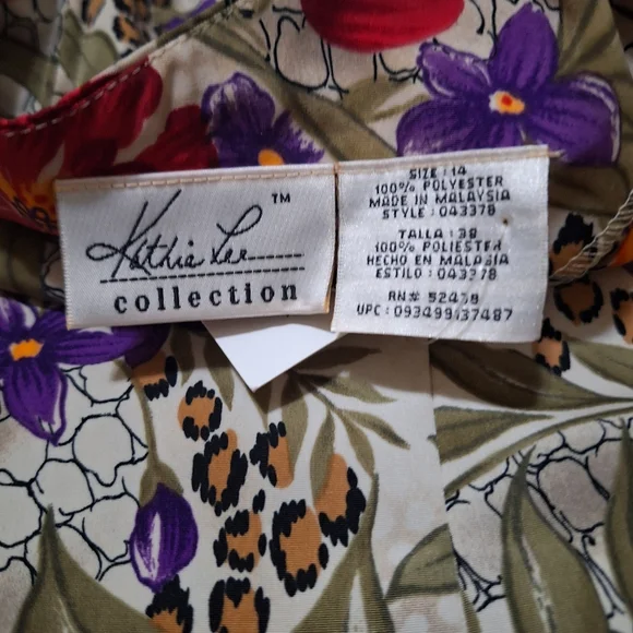 NWT Vtg Kathie Lee Collection Neptune Reptile/ Floral Print Dress Size 14 - Picture 2 of 5